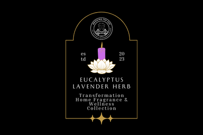 9oz Clear Jar Candle | Eucalyptus Lavender Herb Scented Glass Candle with Gold Lid