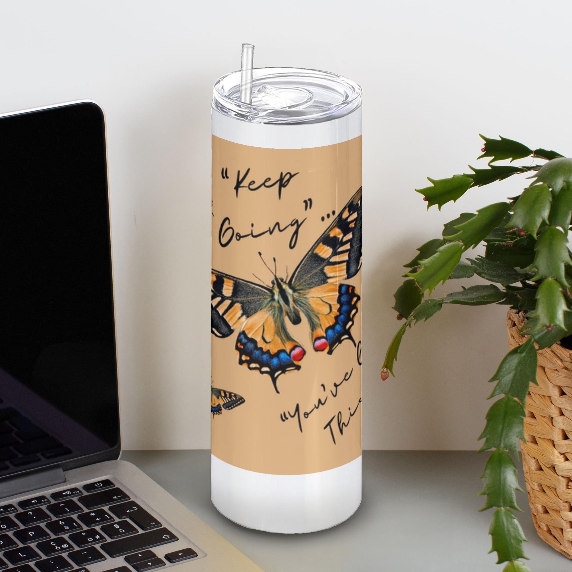 Inspirational-White Tumblers With Straw