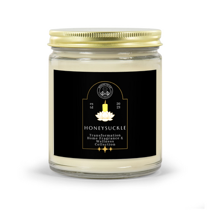 Honeysuckle Scented Glass Candle With Gold Lid