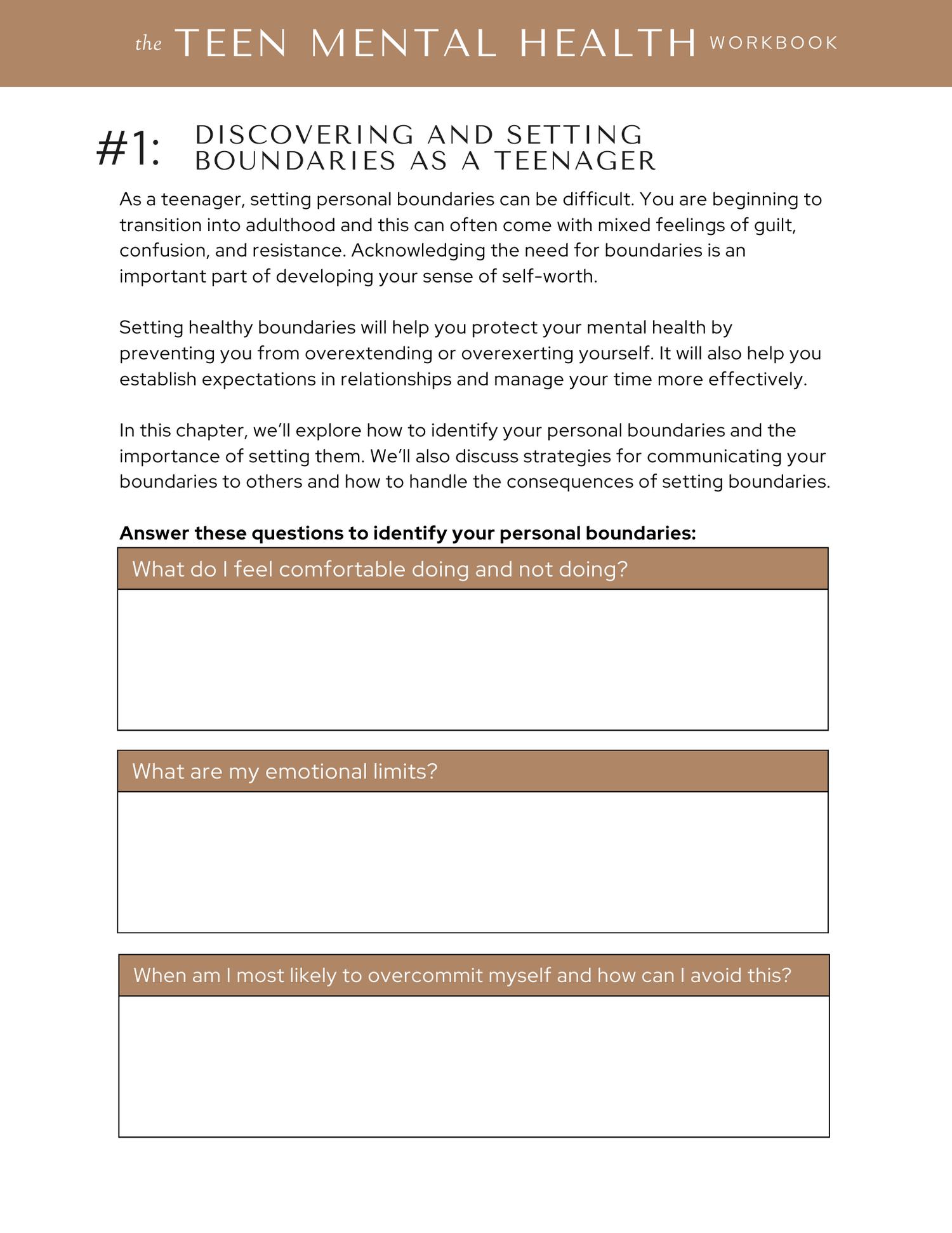 I Am Not My Parents: A Teen Mental Health Workbook