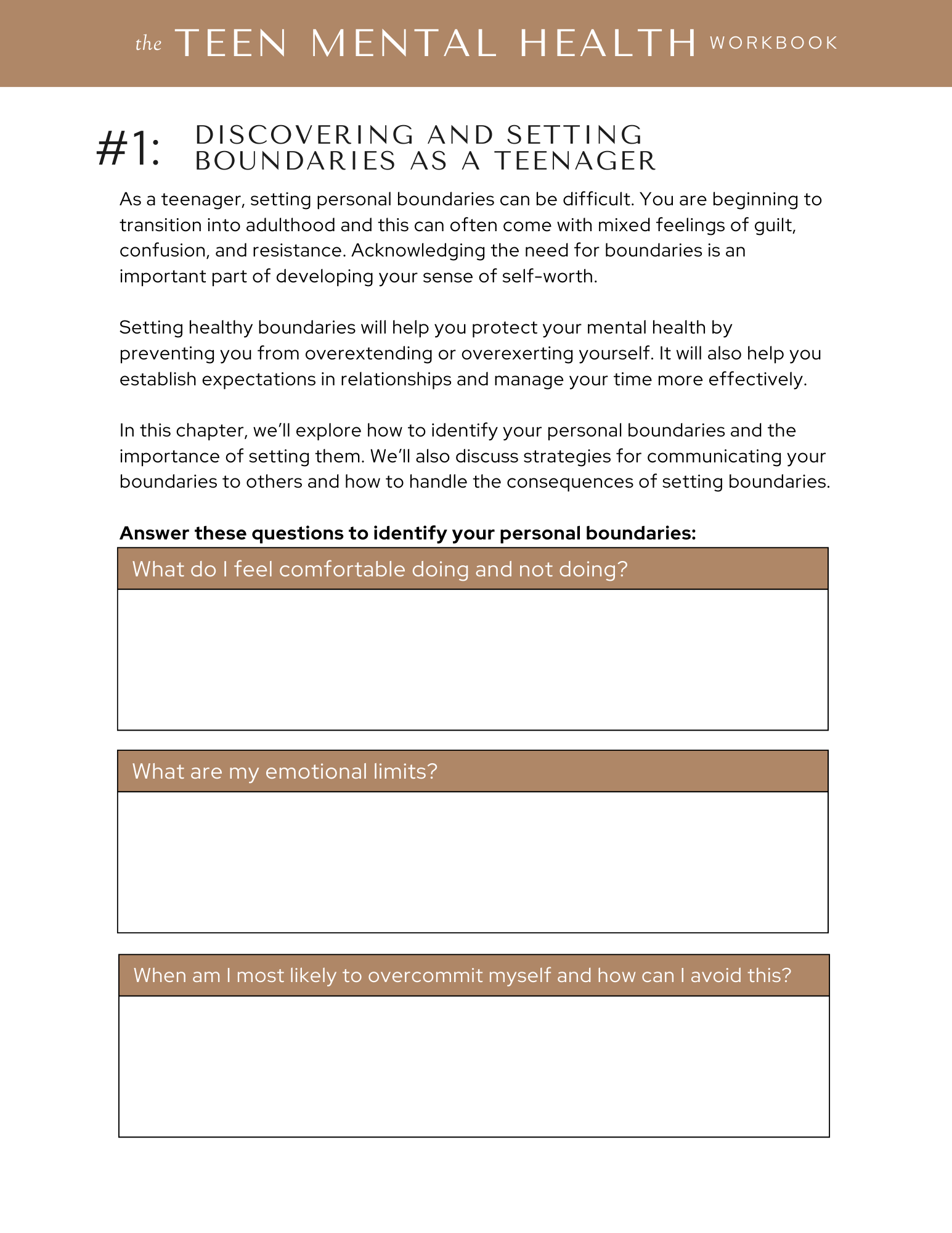 I Am Not My Parents: A Teen Mental Health Workbook