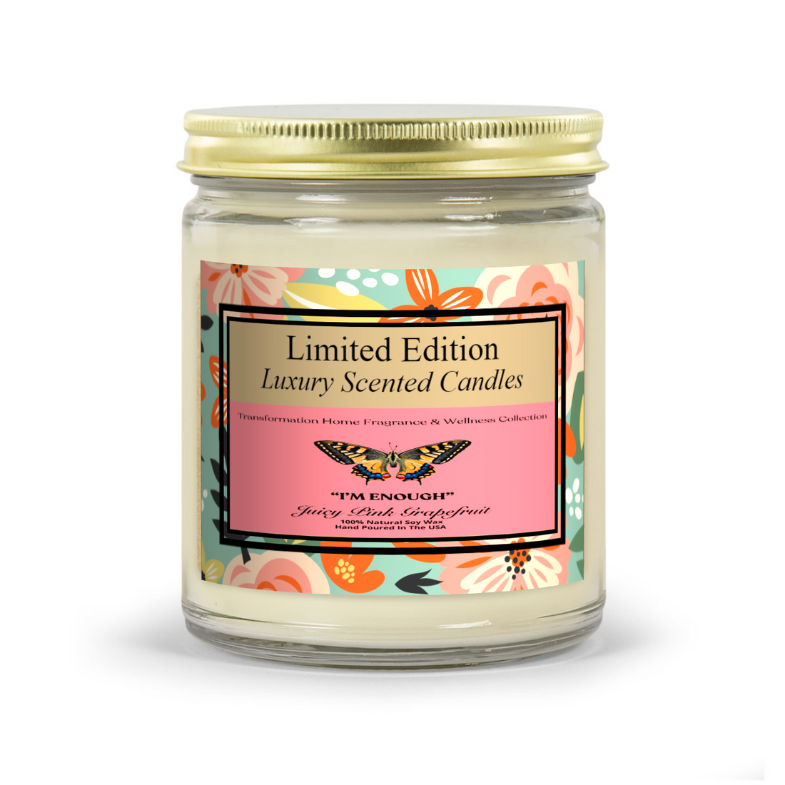 Juicy Pink Grapefruit Candle with Gold Lid