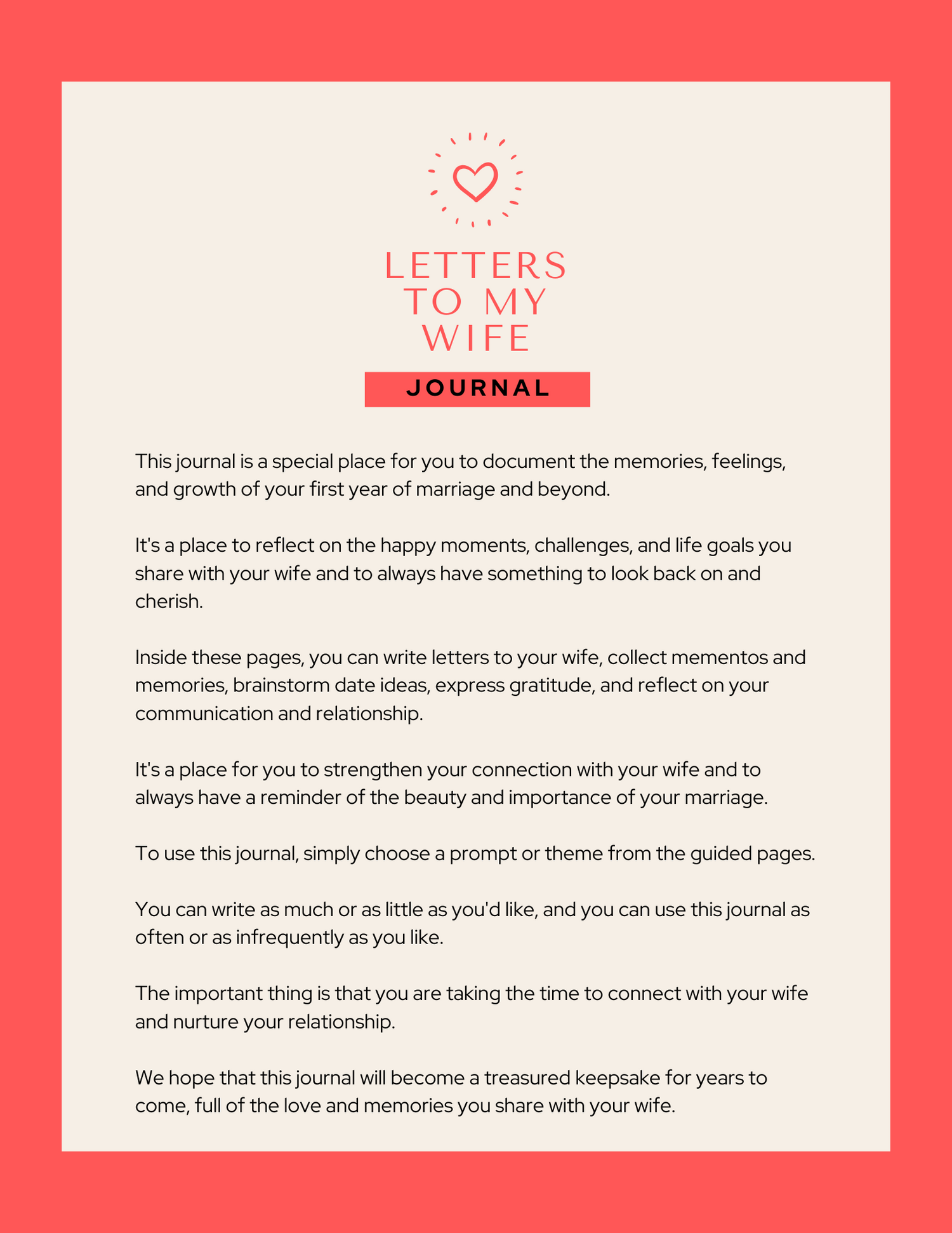 Letters To My Wife Journal— Love renewed, passion rediscovered, intimacy deepened.