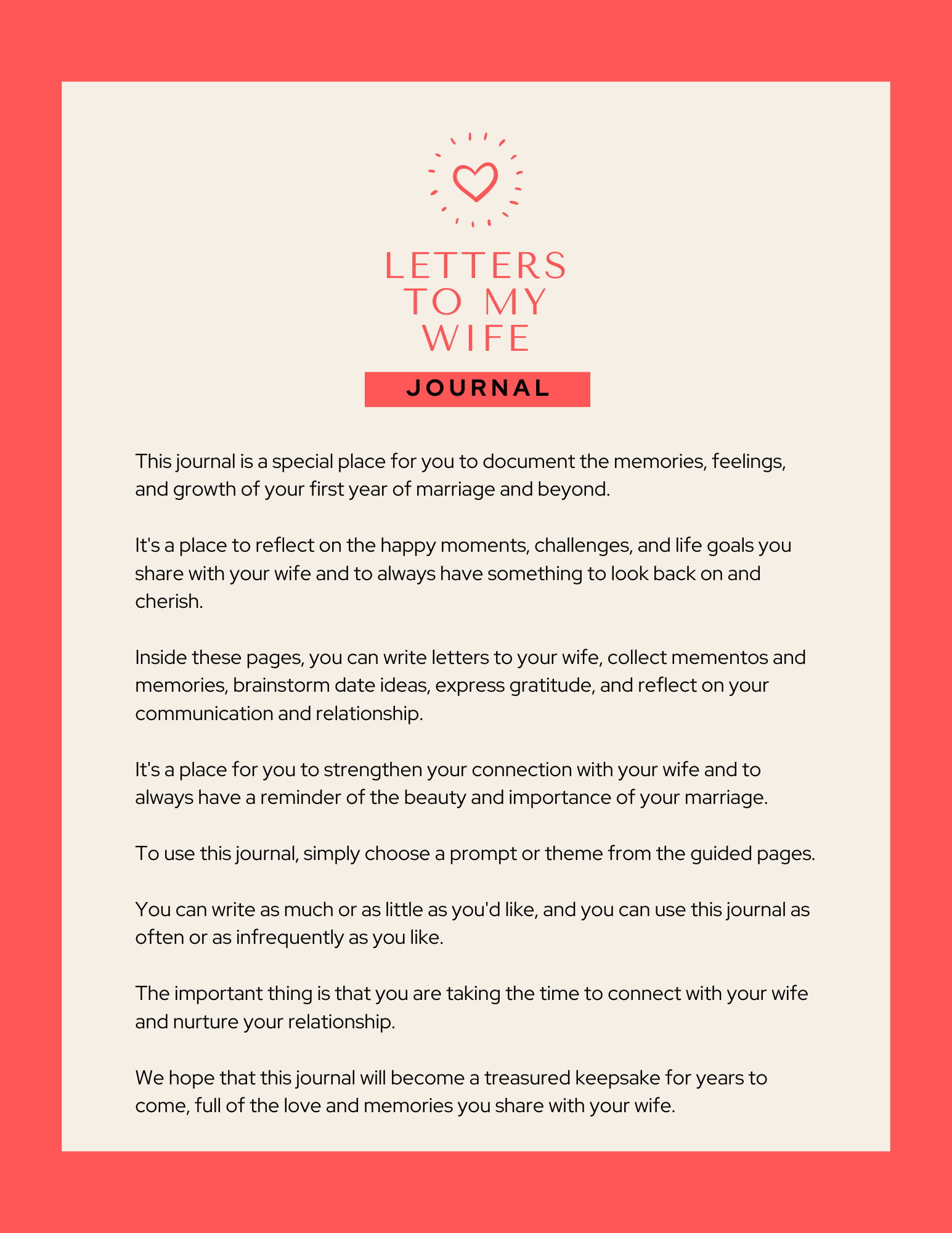 Letters To My Wife Journal— Love renewed, passion rediscovered, intimacy deepened.