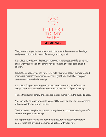Letters To My Wife Journal— Love renewed, passion rediscovered, intimacy deepened.
