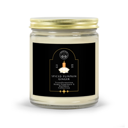 Spiced Pumpkin Ginger Glass Candle with Gold Lid