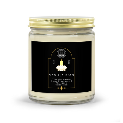 Sweet Vanilla Bean Scented Glass Candle-Gold Lid