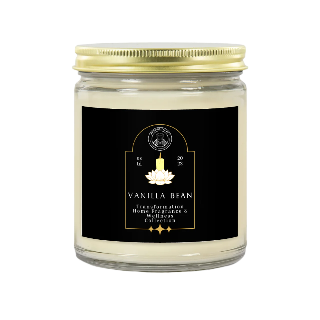 Sweet Vanilla Bean Scented Glass Candle-Gold Lid