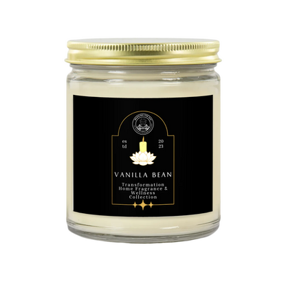 Sweet Vanilla Bean Scented Glass Candle-Gold Lid