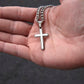 Personalized Steel Cross Necklace on Cuban Chain
