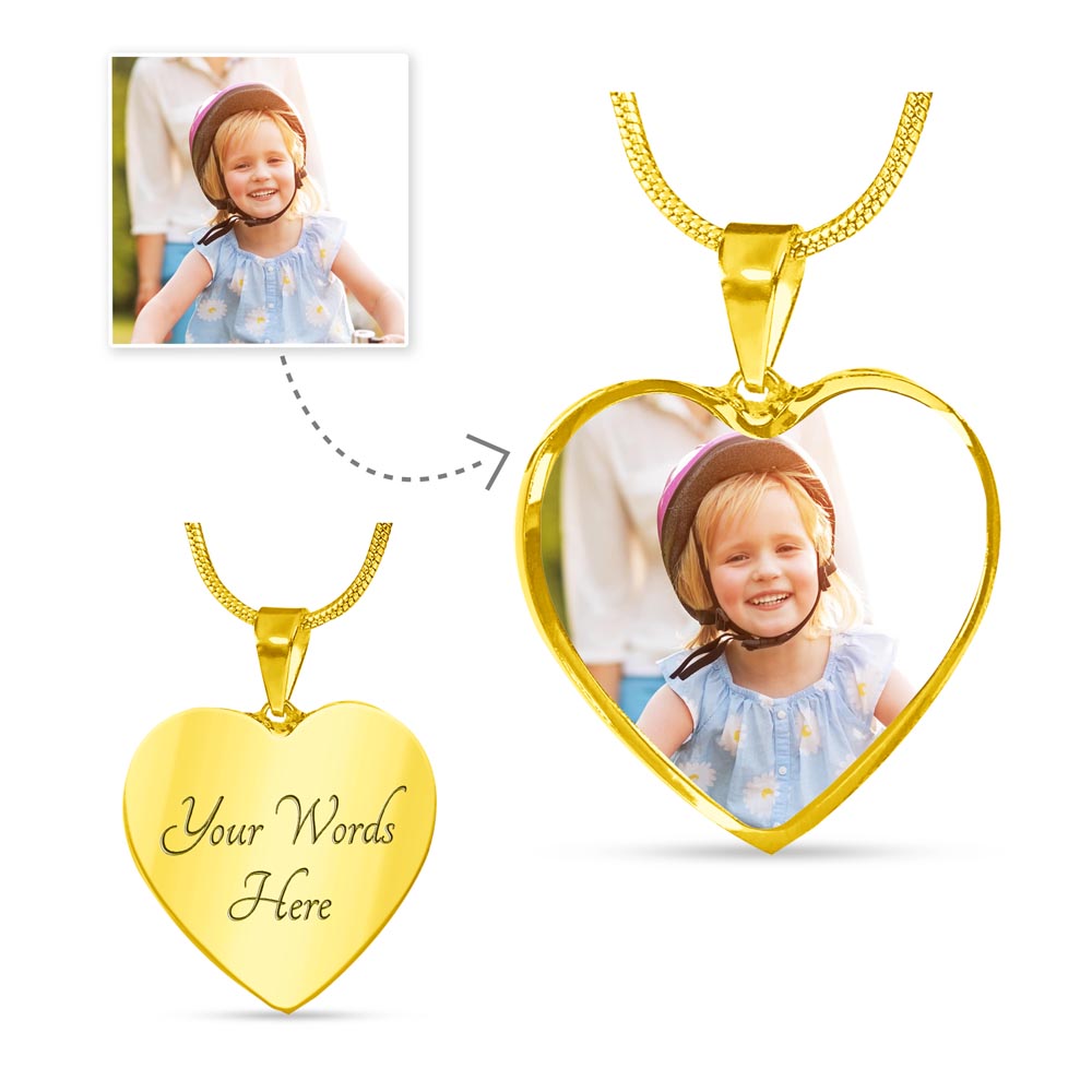 Customized Luxury Heart  Photo Pendant &amp; Necklace