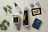 The Healing Box wellness gift set styled as a healing flat lay with all 5 products on natural linen